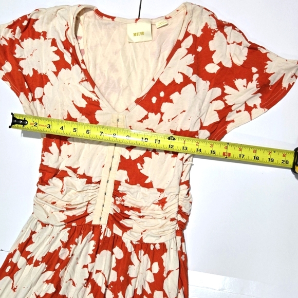 Maeve Floral Dress in Orange and Cream-Size S - 94% Rayon - Picture 5 of 9